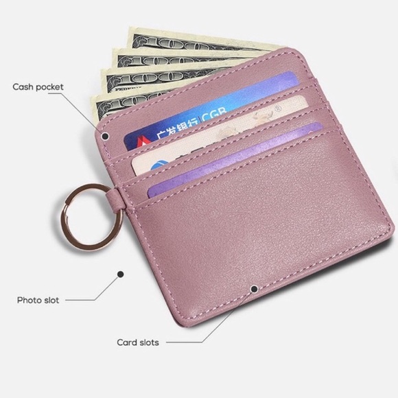 😻 SALE Cat Ears Mini Card Holder Wallet w Keyring - Picture 2 of 5